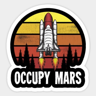 Occupy Mars - Reto Vintage Spaceship Rocket Sticker